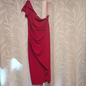 Chic One-Shoulder Red Dress